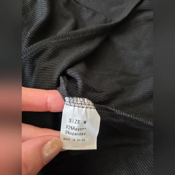 Amazon Missufe Flutter Sleeve Bodysuit Ribbed Black Skims Casual Shapewear - Picture 14 of 16